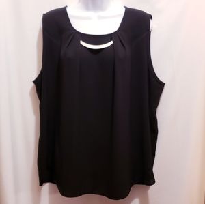 Mandy Evans Scoopneck Black Sleeveless Top - 1X